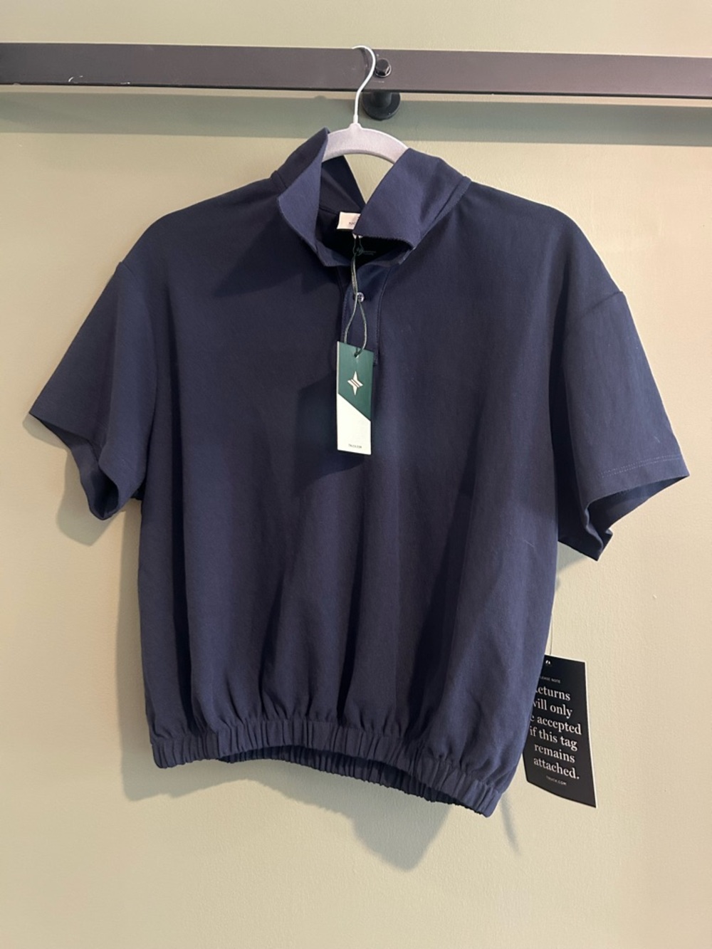 Tuckernuck Men's Navy Short-Sleeve Polo with Elastic Hem